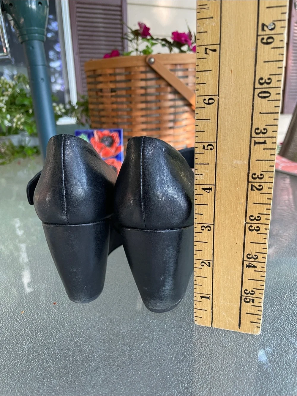 Eileen Fisher Black Leather Mary Jane Pumps